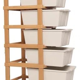 7 Plastic Modular Drawer System for Home, Office Free Standing Chest of Drawers PP Collapsible Wardrobe-image-55