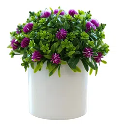 The Better Home Green & Purple Artificial Flower With Pot image 2