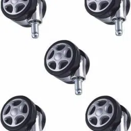 Heavy Duty Alloy Thread Twin Caster Wheels Tyres Suitable for All Office Chairs/REVOLVING Chair(Chrome and Black) Appliance Furniture Caster-12