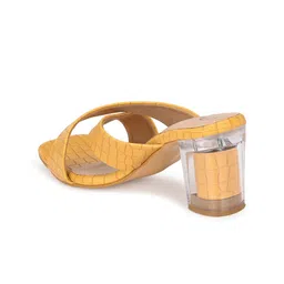 Delize Yellow Textured Block Sandals image 4