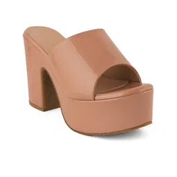 Rubeezz Peach-Coloured Party Block Heels image 3