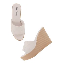 Get Glamr Textured Open Toe Wedges image 5