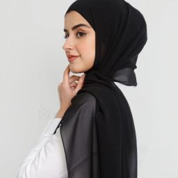 Solid Georgette Women Black Stole-image-27