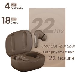 HAMMER Brown Solitude Wireless Bluetooth Earbuds With ENC Touch Controls Upto 22H Playtime image 3