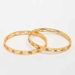 NVR Set Of 2 Gold-Plated Cubic Zirconia Stone Studded Bangles image 4