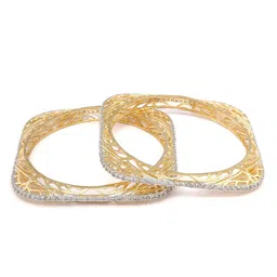 Priyaasi Set of 2 Gold-Plated AD-Studded Square Bangles image 2