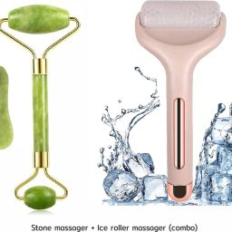 dazzleartenterprise 100% Natural Jade Stone Roller Massager With Gua Sha Tools for Face and Body Ice Roller Massager For Face And Body Massager-24