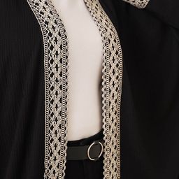 BIGDART Embroidered Open Front Long Sleeves Longline Shrug image 2
