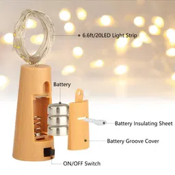 SKYFLY White 2 Pieces Cork LED String Lights image 3