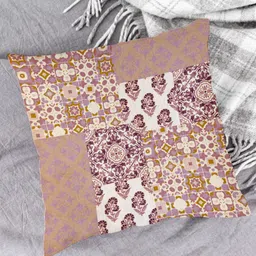 HOUZZCODE Set of 2 Orange Geometric Square Cushion Covers image 2