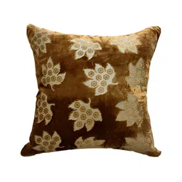 Good Vibes Cream & Brown 6 Pieces Ethnic Motifs Velvet Square Cushion Covers image 2