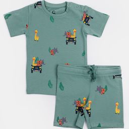 Orange Sugar Kids Printed Pure Cotton T-shirt with Shorts-image-4