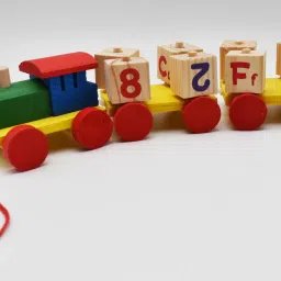 Wooden Push and Pull Train with Letters and Number Cubes Toy for Kids-36
