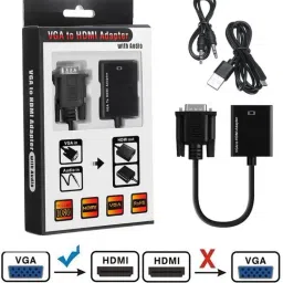 BALRAMA VGA Male to HDMI Female 3.5MM Audio Jack VGA to HDMI Audio Converter Adapter Combo Set-33