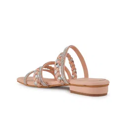 Mast & Harbour Textured Embellished Open Toe Block Heels image 5