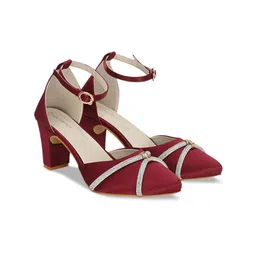 CLOG LONDON Pointed Toe Embellished Block Heels With Ankle Loop image 3