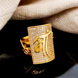 Gold Plated Brass Daimond (Maa) stylish ring Men & Boy Pc-803 Brass Cubic Zirconia, Diamond Gold Plated Ring-image-17