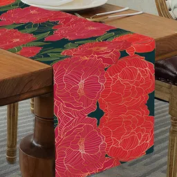 homewards Red & Green Floral Printed Rectangular Table Runners image 2