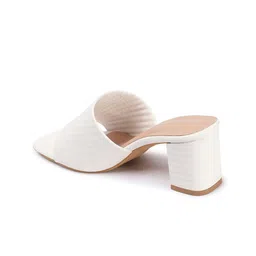 Mast & Harbour White Textured Open Toe Block Heels image 5