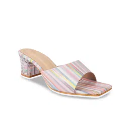 XE Looks Multicoloured Striped Block Heels-29