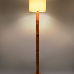 green girgit White & Brown Cylindrical Shape Floor Lamp With Shade image 2