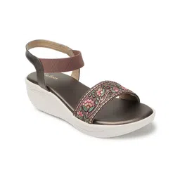 Picktoes Embroidered Open Toe Flats With Ankle Loop image 2