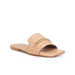 Truffle Collection Textured Embellished Open Toe Flats image 2