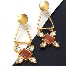 Ozanoo Gold-Plated Triangular Drop Earrings image 2