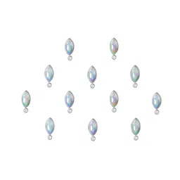 Comet Busters 12-Pcs Handmade Traditional Designer Reusable Bindi - White 2115 image 4