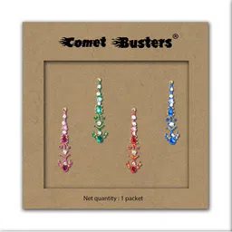 Comet Busters 4 Pcs Long Stone Studded Reusable Bindi - Multicolor image 2