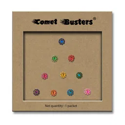 Comet Busters 10-Pcs Handmade Traditional Designer Bindi - Multicolored image 3