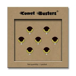 Comet Busters 7-Pcs Handmade Traditional Designer Reusable Bindi - Black 2129 image 3