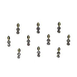 Comet Busters 10 Pcs Stone-Studded Designer Reusable Bindi - Black image 2