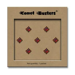 Comet Busters 7-Pcs Handmade Traditional Designer Bindi - Black & Red image 2