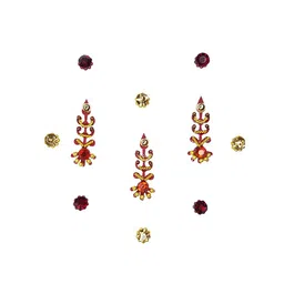 Comet Busters 11 Pcs Reusable Bindi - Maroon & Gold image 2