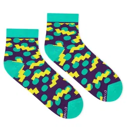 Dynamocks Unisex Blue & Yellow Patterned Ankle-Length Socks image 5