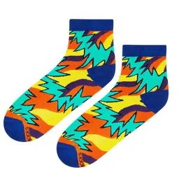 Dynamocks Unisex Blue & Yellow Patterned Ankle-Length Socks image 2