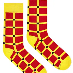 Dynamocks Unisex Yellow & Red Printed Above Ankle-Length Socks image 2