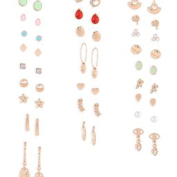 AMI Zaveri Pearls Set Of 25 Gold Toned Studs & Drop Earrings image 2