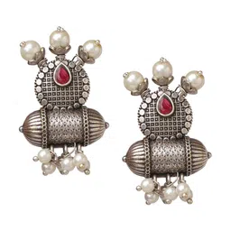 VENI Silver-Plated Classic Oxidised Drop Earrings image 2
