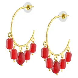 Silvermerc Designs  Gold-Plated Artificial Beads Beaded Circular Drop Earrings image 4
