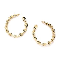 Bohey by KARATCART Gold-Plated Circular Half Hoop Earrings image 2
