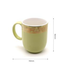 Vola Global LLP Dazzle Lime Green 4 pieces Porcelain With Border Glossy Cups 300 ML Each image 3