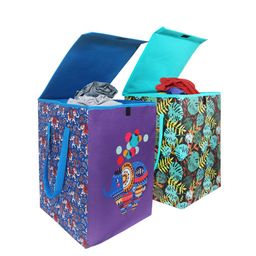 prettykrafts Set Of 2 Printed Laundry Bag with Lid & Handle image 2