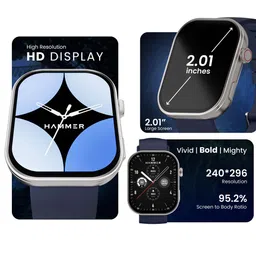 HAMMER Tussle 2.01" HD Display Bluetooth Calling Rotating Crown Smart Watch image 3
