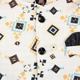 PRINTCULTR Geometric Printed Mandarin Collar Nehru Jacket image 5
