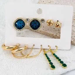 KRYSTALZ Set Of 6 Gold-Plated Teardrop Shaped Studs & Earrings image 3