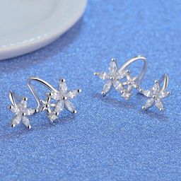 Designs & You Silver Plated American Diamond Studded Star Shaped Earcuffs image 5