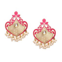 OOMPH Floral Meenakari & Kundan Chandbalis image 2