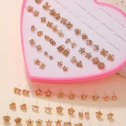 Shining Diva Fashion Set Of 36 Silver-Plated Contemporary Crystals Studs Earrings image 2
